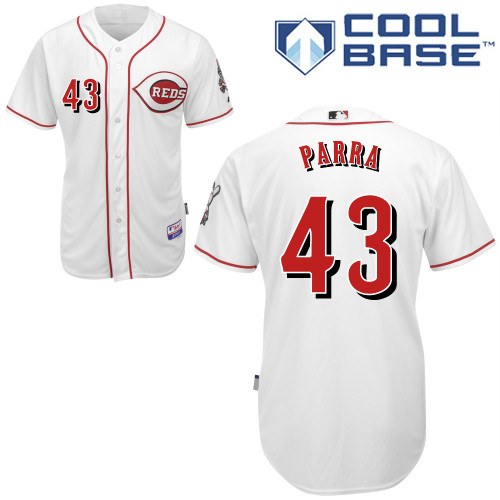 Manny Parra #43 MLB Jersey-Cincinnati Reds Men's Authentic Home White Cool Base Baseball Jersey